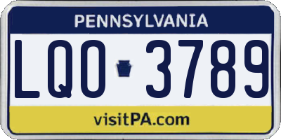 PA license plate LQO3789