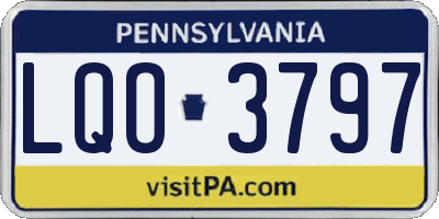 PA license plate LQO3797