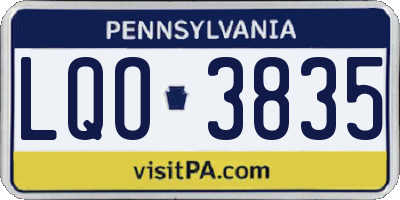 PA license plate LQO3835