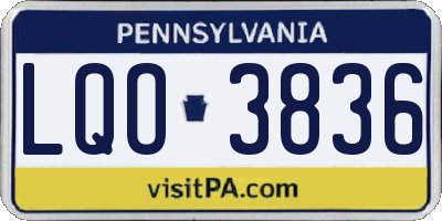 PA license plate LQO3836