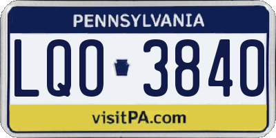 PA license plate LQO3840