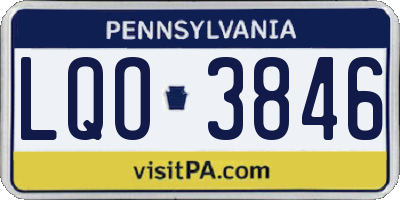PA license plate LQO3846