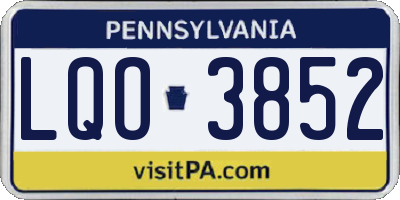 PA license plate LQO3852