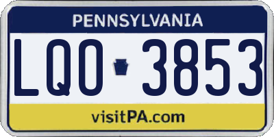 PA license plate LQO3853