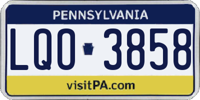 PA license plate LQO3858