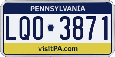 PA license plate LQO3871