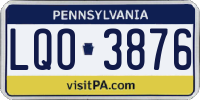 PA license plate LQO3876