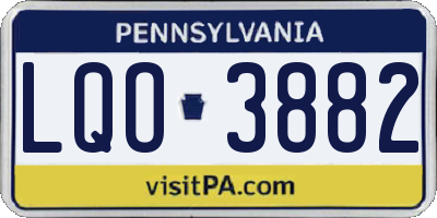 PA license plate LQO3882