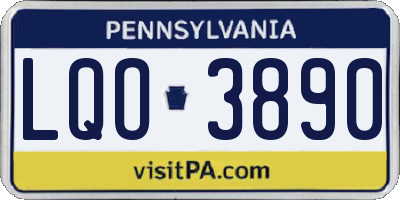 PA license plate LQO3890