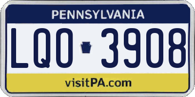 PA license plate LQO3908