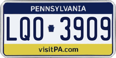 PA license plate LQO3909