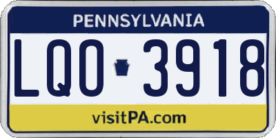 PA license plate LQO3918