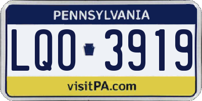 PA license plate LQO3919