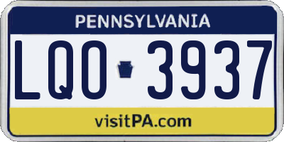 PA license plate LQO3937
