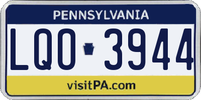 PA license plate LQO3944