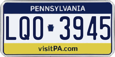 PA license plate LQO3945