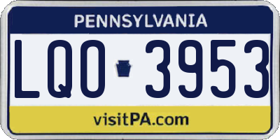 PA license plate LQO3953