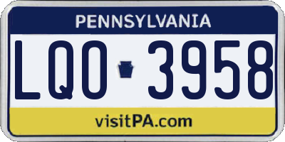 PA license plate LQO3958