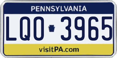 PA license plate LQO3965