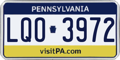 PA license plate LQO3972