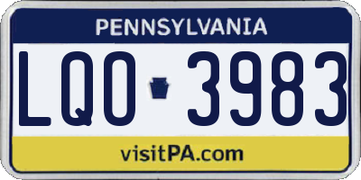 PA license plate LQO3983