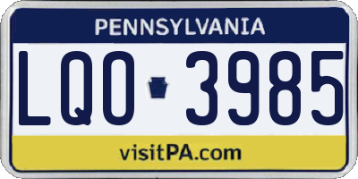 PA license plate LQO3985