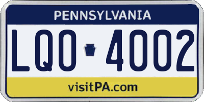 PA license plate LQO4002