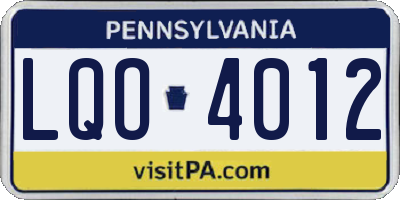 PA license plate LQO4012