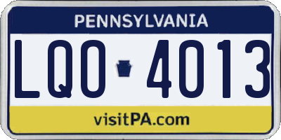 PA license plate LQO4013