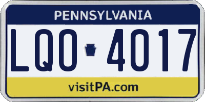 PA license plate LQO4017