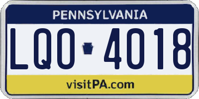 PA license plate LQO4018