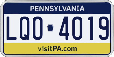 PA license plate LQO4019