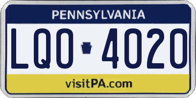 PA license plate LQO4020