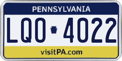PA license plate LQO4022