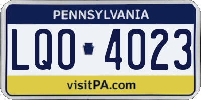 PA license plate LQO4023