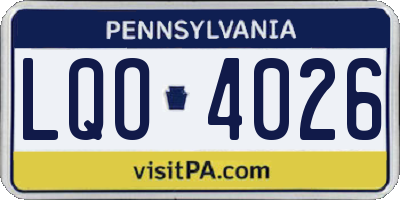 PA license plate LQO4026