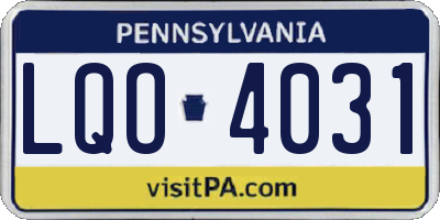 PA license plate LQO4031