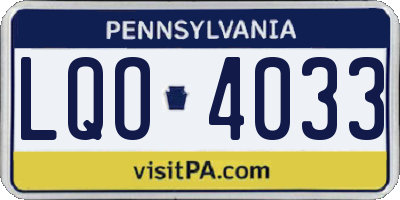 PA license plate LQO4033
