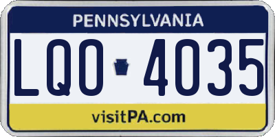 PA license plate LQO4035