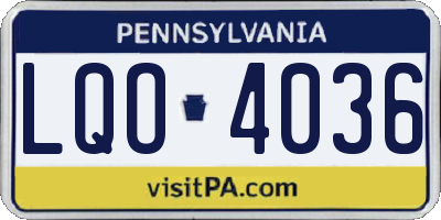 PA license plate LQO4036