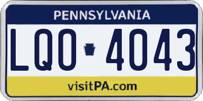 PA license plate LQO4043