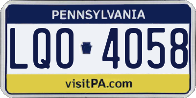 PA license plate LQO4058