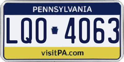 PA license plate LQO4063