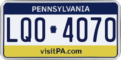 PA license plate LQO4070