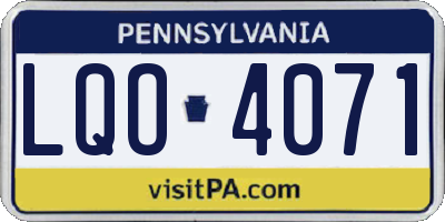PA license plate LQO4071