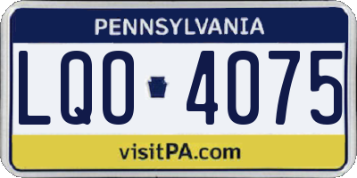 PA license plate LQO4075