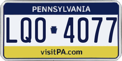 PA license plate LQO4077