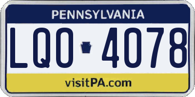 PA license plate LQO4078