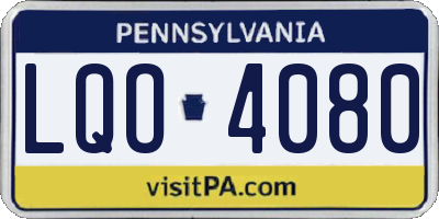 PA license plate LQO4080