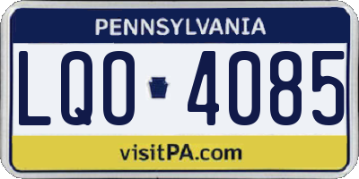 PA license plate LQO4085